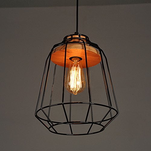 WINSOON Industrial Vintage Ceiling Light 1 Light Style Metal with Glass Shade Art Painted Finish Big Bell Shape 